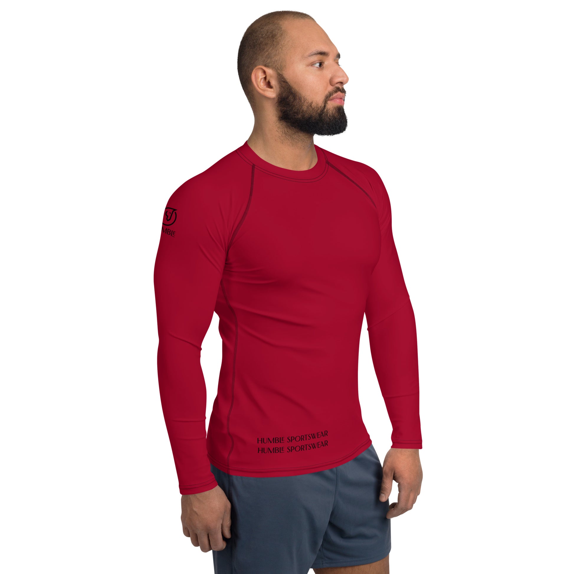 Humble Sportswear™ Men's Carmine Red Rash Guard - Mireille Fine Art