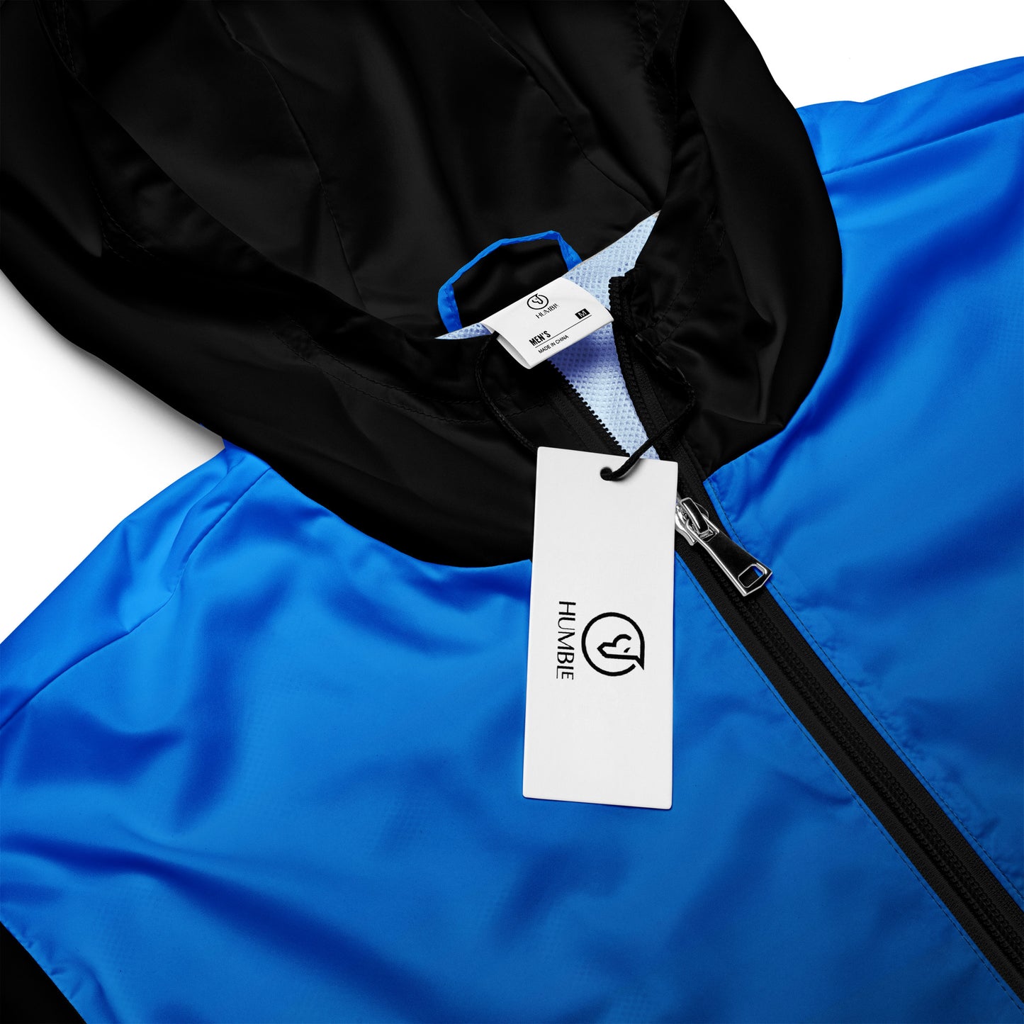 Humble Sportswear, men’s gradient blue hooded windbreaker jacket 