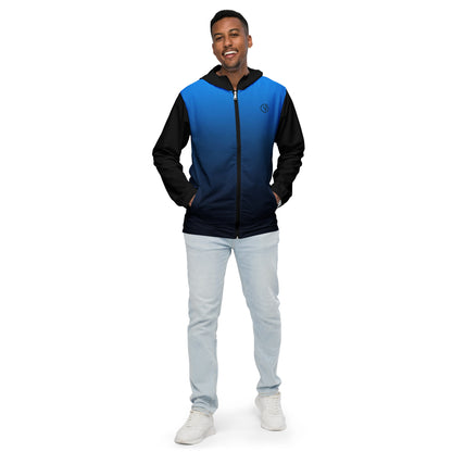 Humble Sportswear, men’s gradient blue hooded windbreaker jacket 