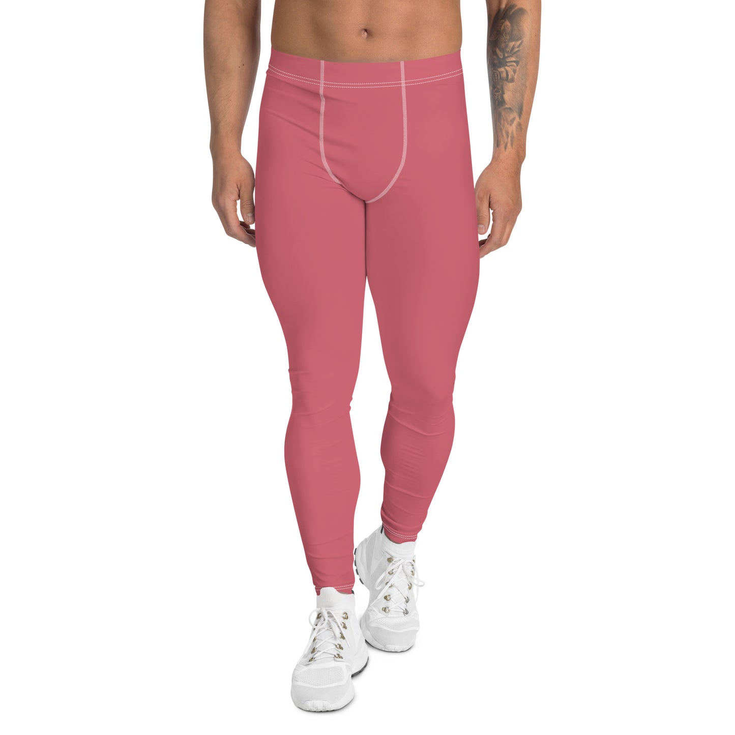 humble sportswear, men's color match compression activewear performance leggings, pink