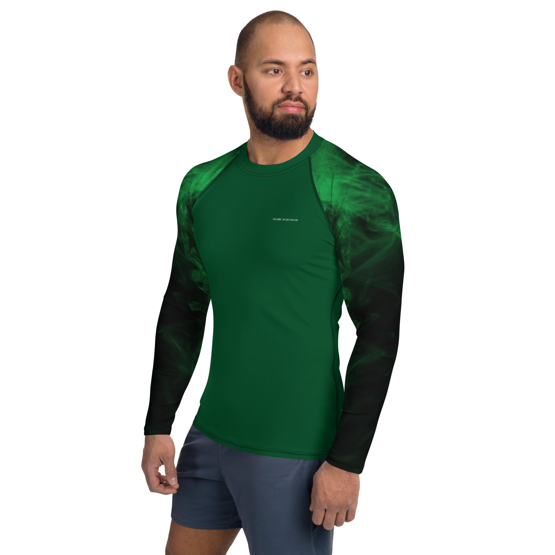 Humble sportswear, men's long sleeve activewear gym compression rash guard tops, green