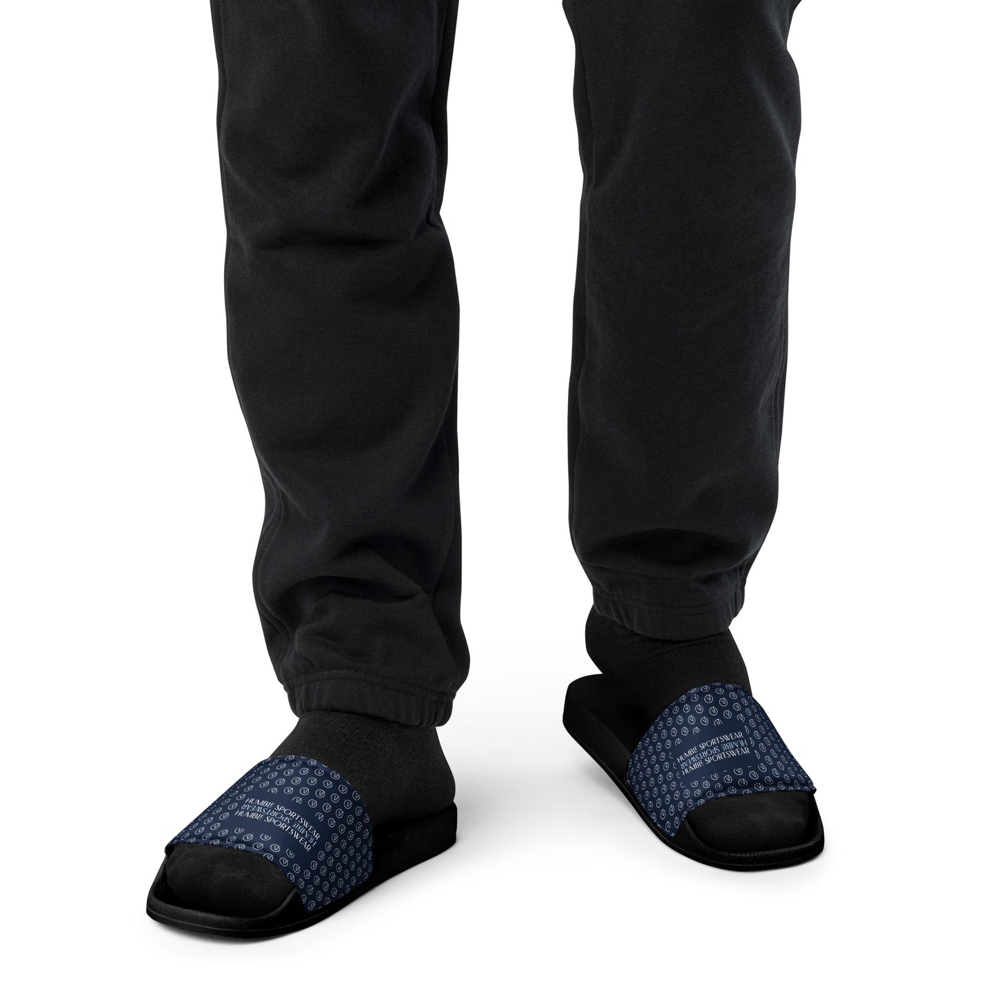 Humble Sportswear, men's casual navy blue Color Match slip-on slides sandals 