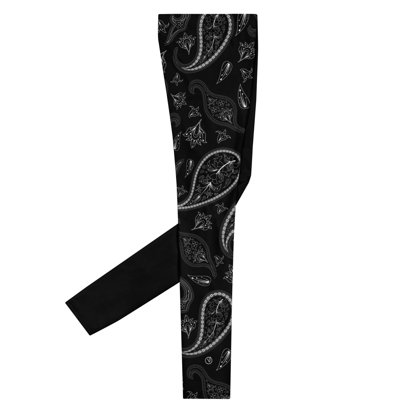 Humble sportswear, men's color match leggings, men's black paisley active performance leggings