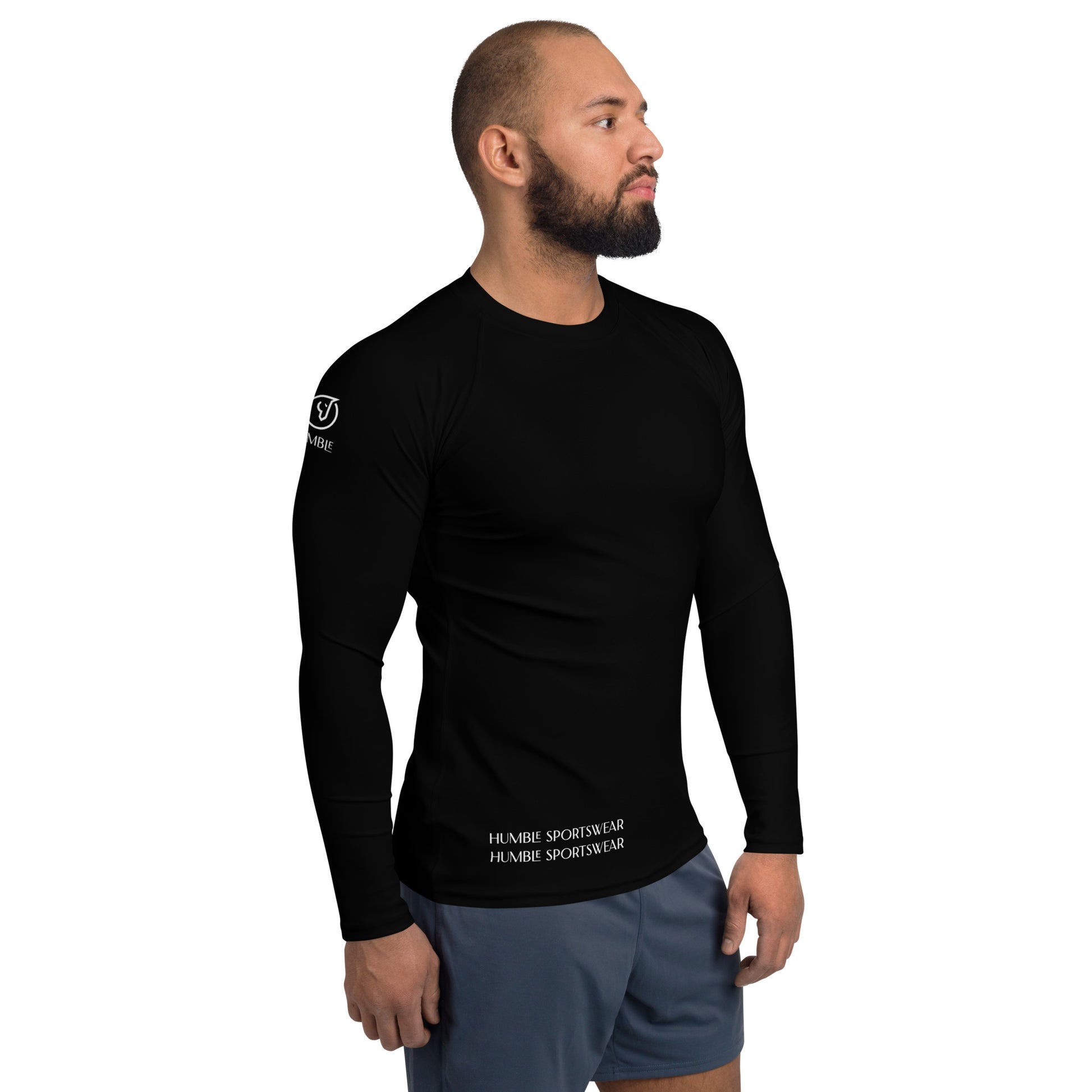 Humble Sportswear™ Men's Pure Black Rash Guard - Mireille Fine Art