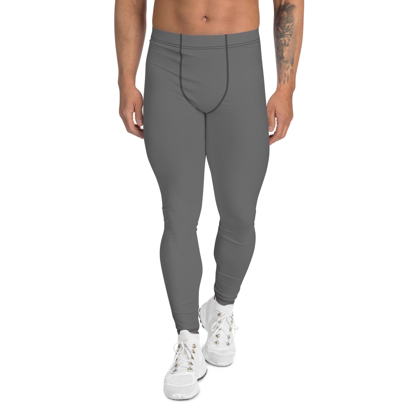 Humble Sportswear, men's long color match grey compression sports leggings 