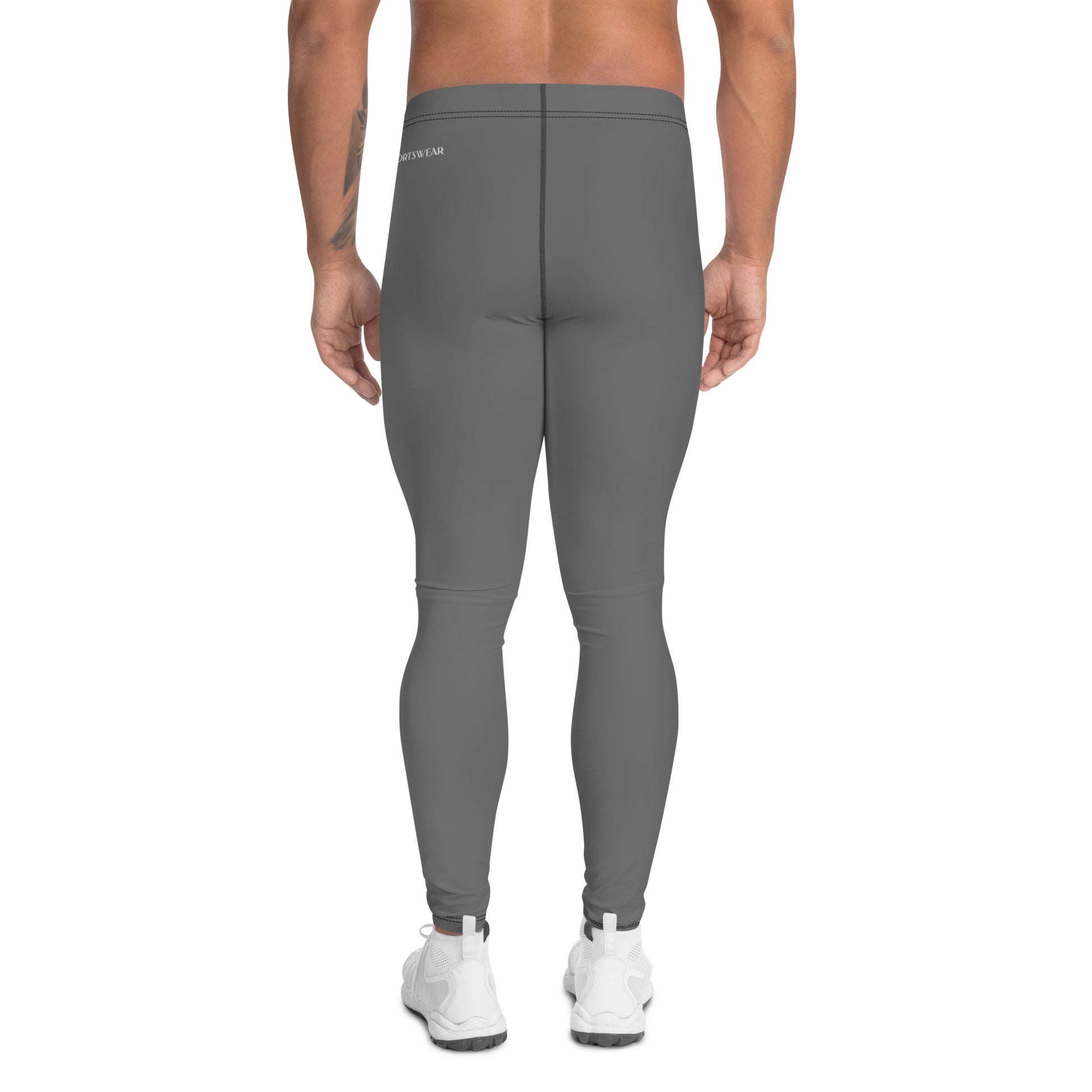 Humble Sportswear, men's long color match grey compression sports leggings 