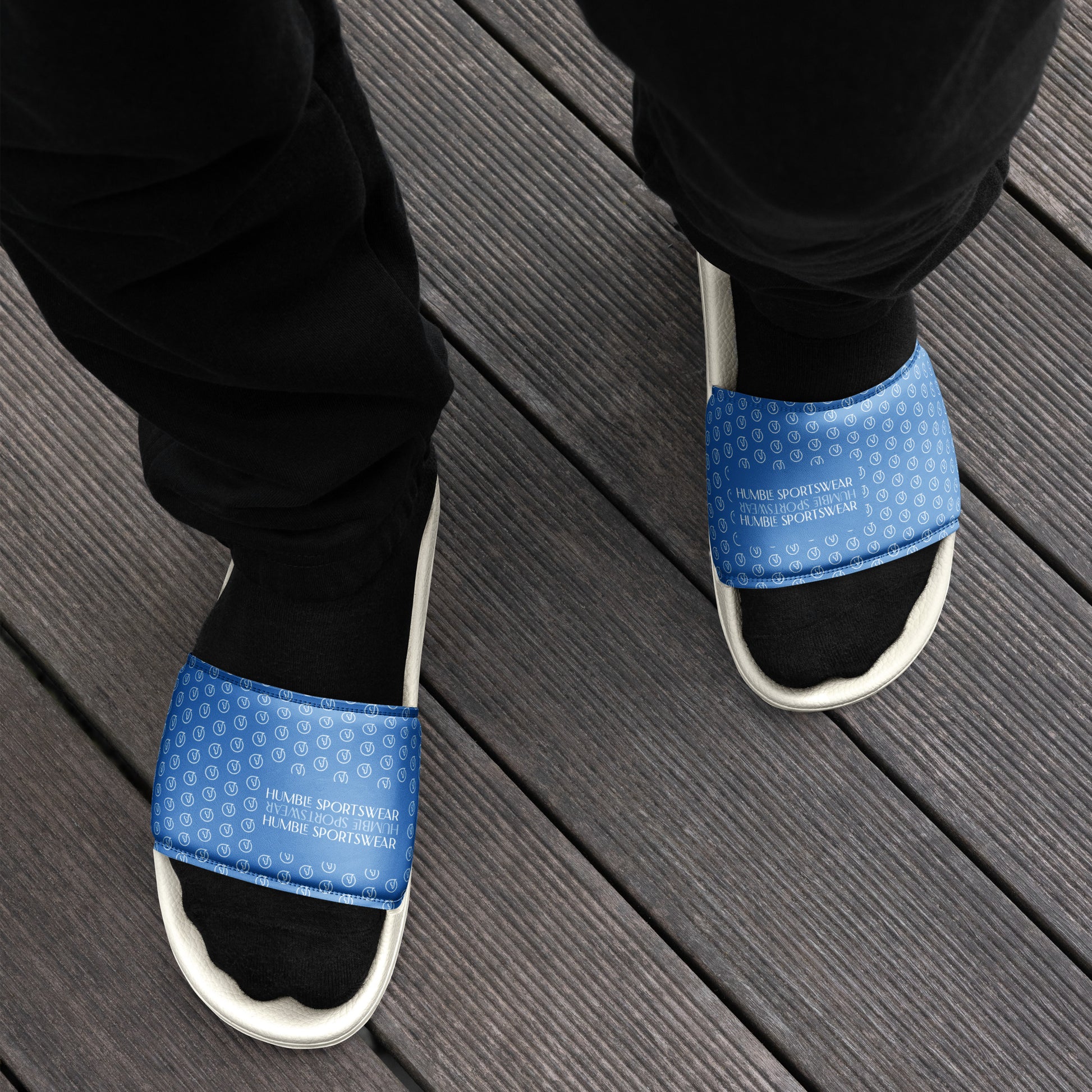Humble Sportswear, men's color match slides sandals, sky blue open toe casual sandals