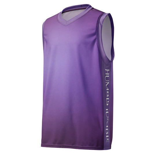 Humble Sportswear, men's color match recycled fabric athletic mesh basketball jersey, purple