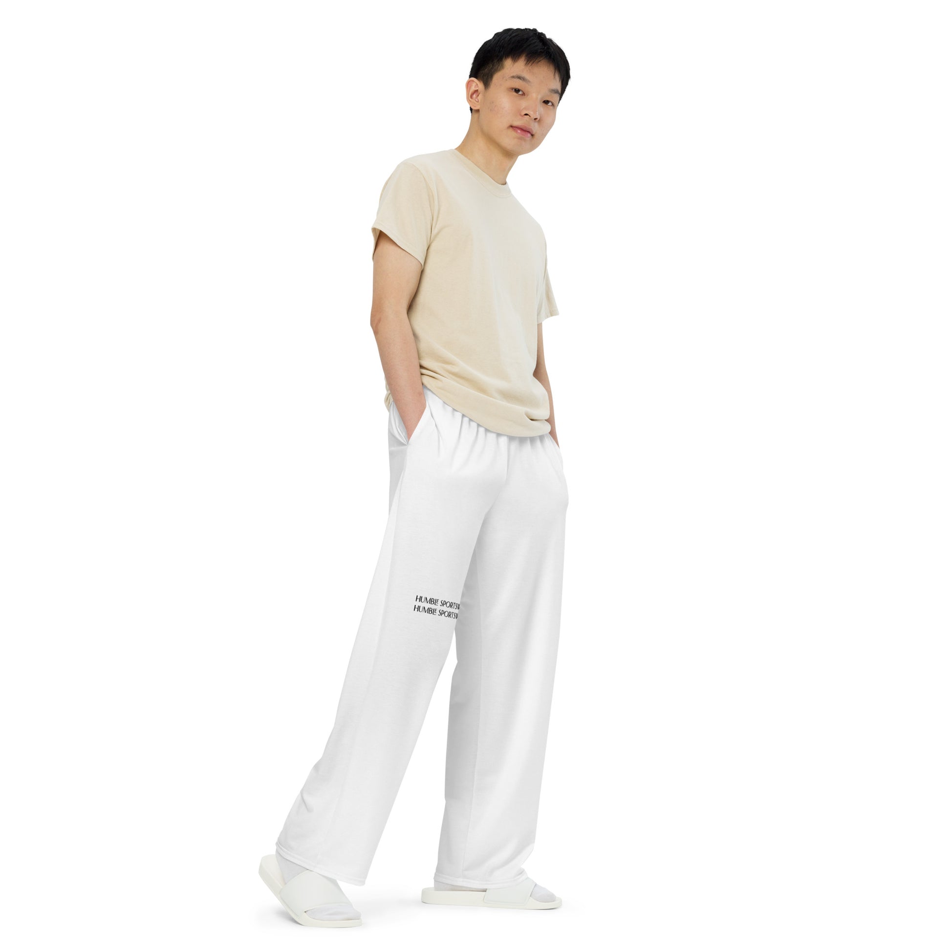 Humble Sportswear, men's color match white activewear and loungewear pants 