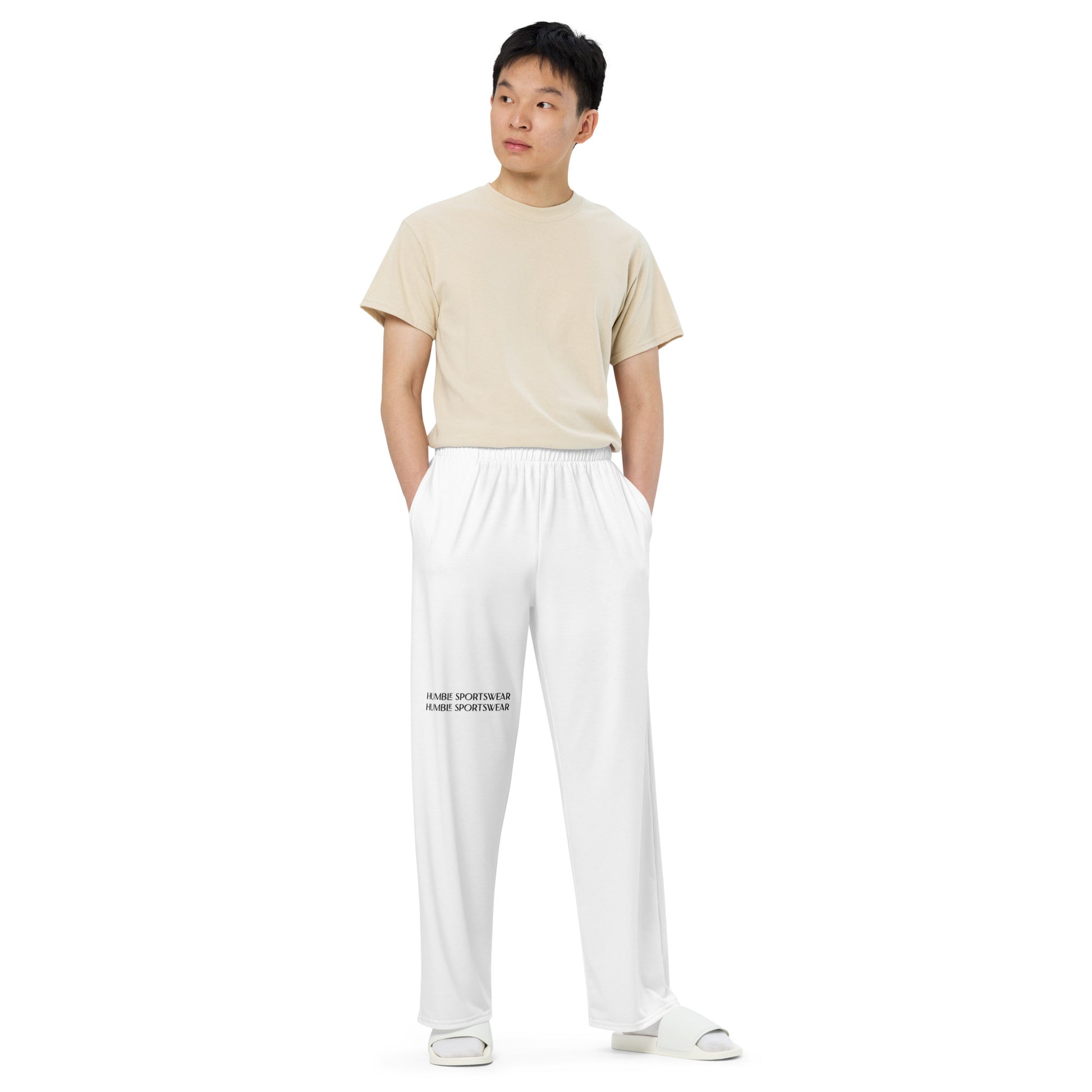 Humble Sportswear, men's color match white activewear and loungewear pants 