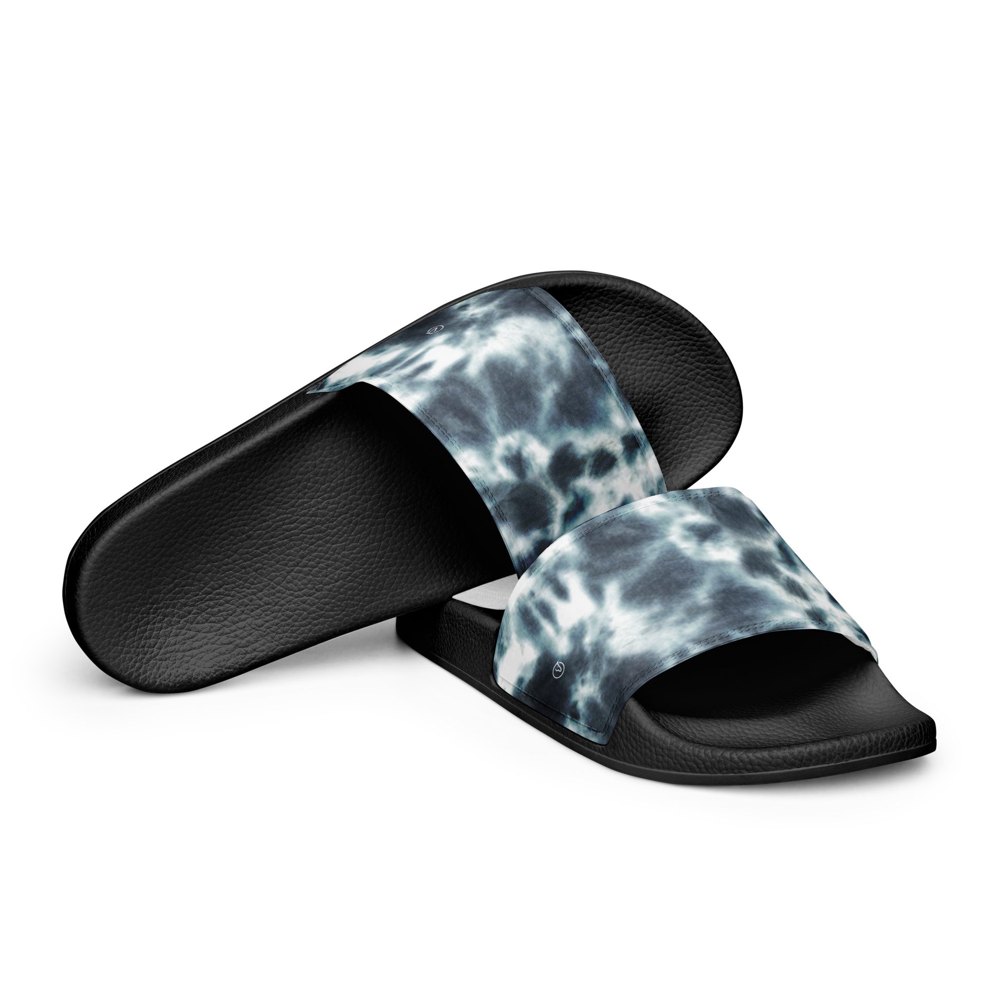 Humble Sportswear, women's tie-dyed blue slip-on slides sandals