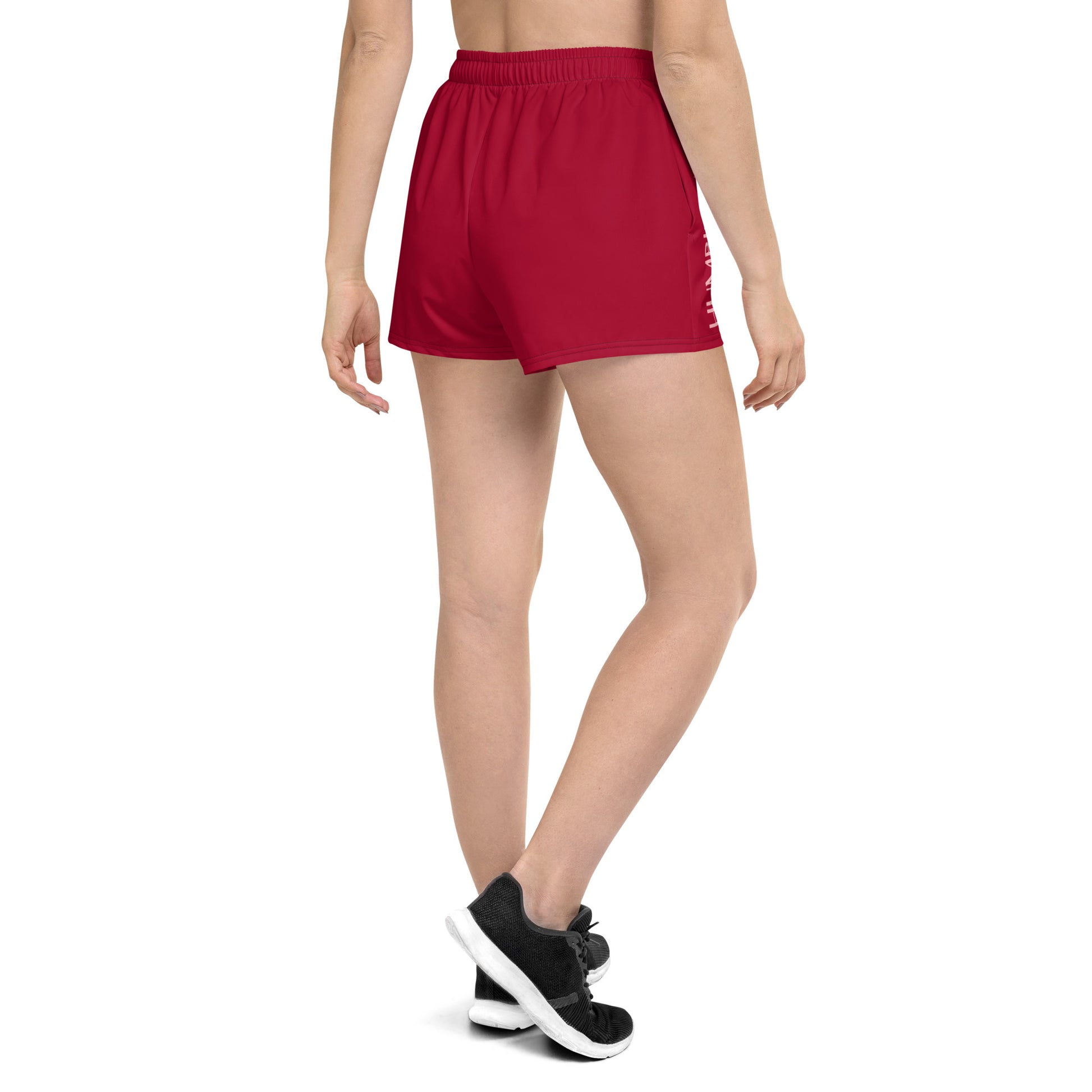 Humble Sportswear, women’s shorts, women’s running shorts, red running shorts, red gym shorts