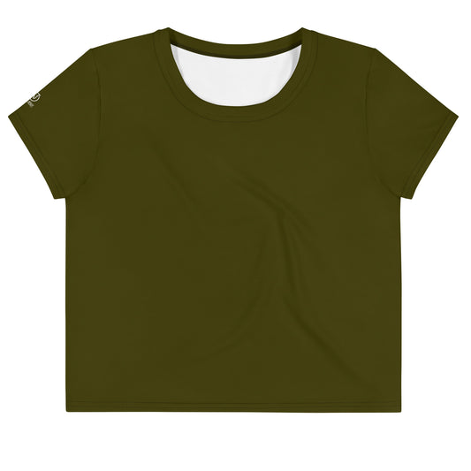 Humble Sportswear, women's short sleeve green Color Match casual crop t-shirt 