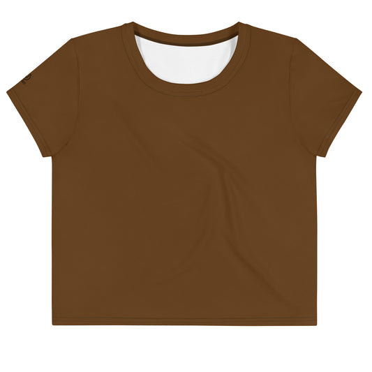 Humble Sportswear, women's casual short sleeve Color Match brown crop t-shirt  