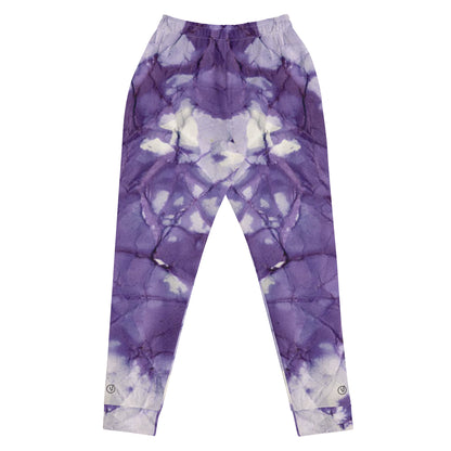 Humble Sportswear, women’s abstract purple fleece joggers with cuffed legs 