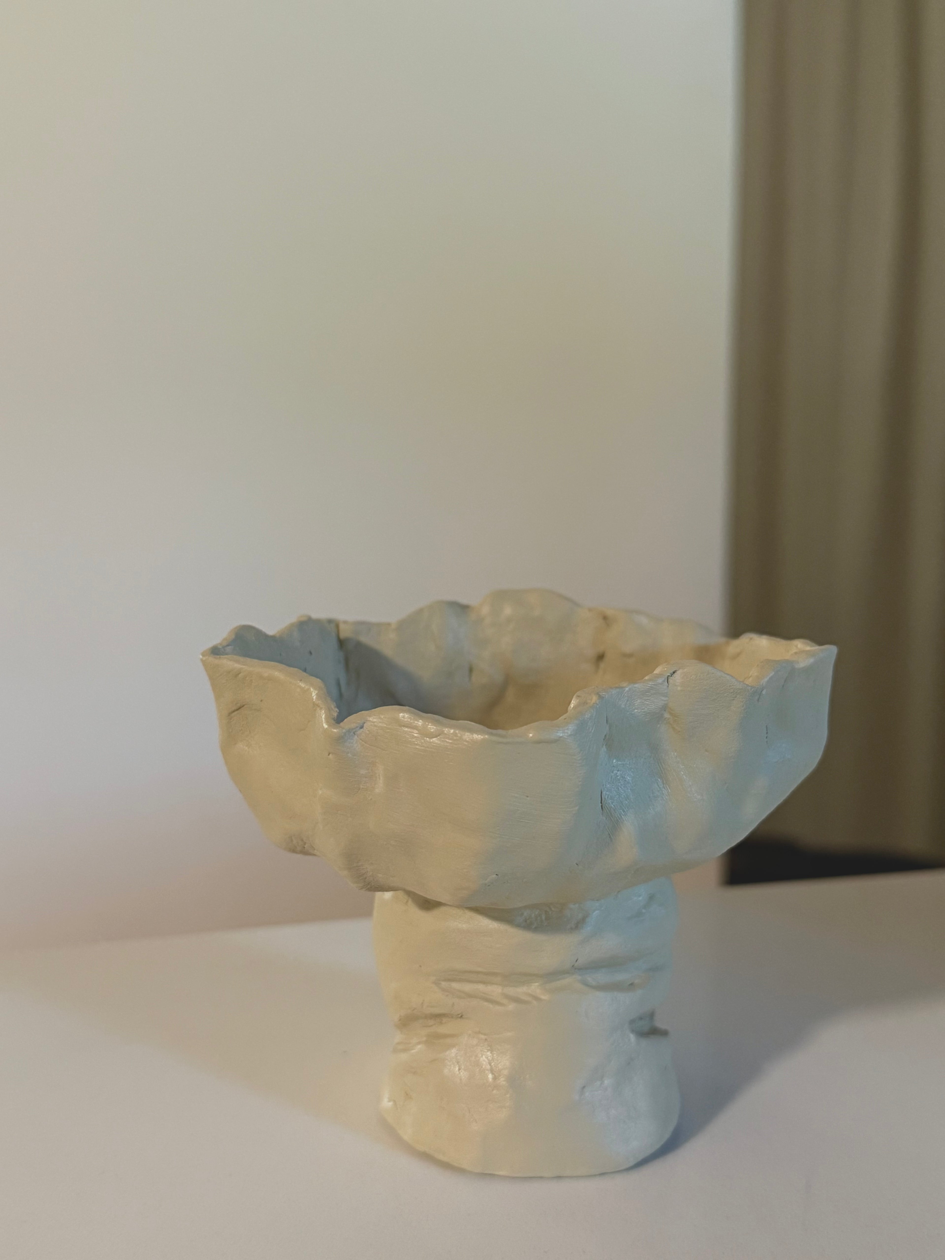 Ripple Sculptural Ceramic Pedestal Bowl