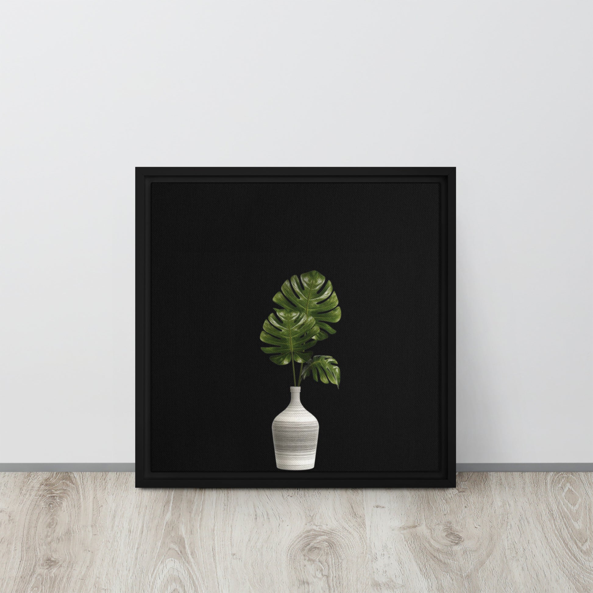 Palms in Vase Framed Canvas Print - Mireille Fine Art