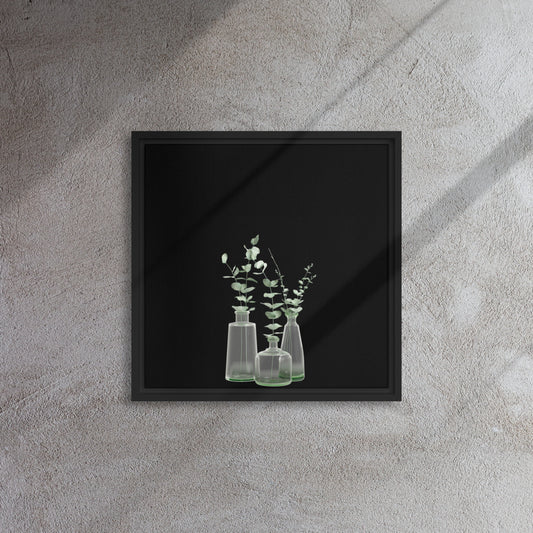 Plants in Vase Framed Canvas Print - Mireille Fine Art
