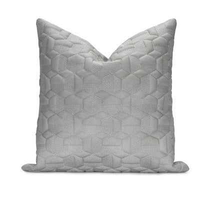 Mireille Fine Art, silver tufted cotton throw pillow cover