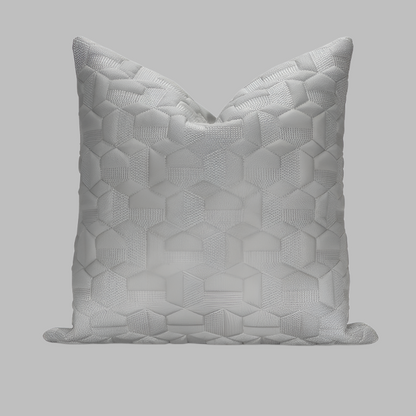 Mireille Fine Art, silver tufted cotton throw pillow cover