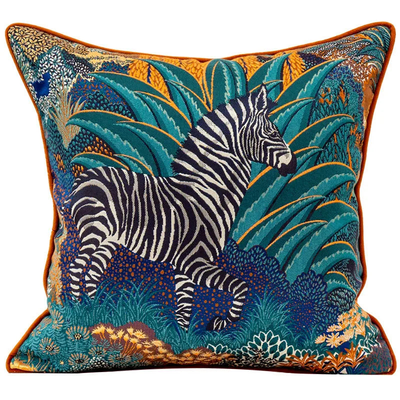 Mireille Fine Art, Throw pillow cover zebra embroidered case 