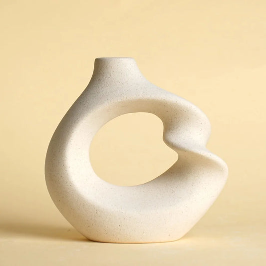 unglazed ceramic vase, abstract round flower vase by Mireille Fine Art 