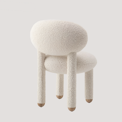 modern lambswool boucle dining chair with cold cap legs