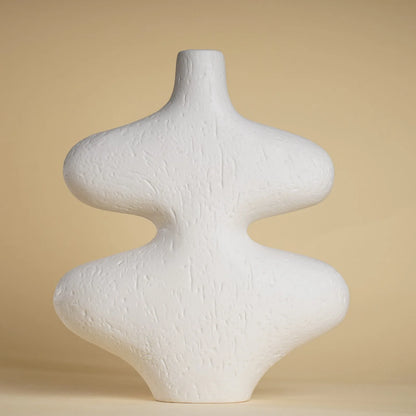 unglazed matte ceramic vase, white abstract vase for flowers, Mireille Fine Art 