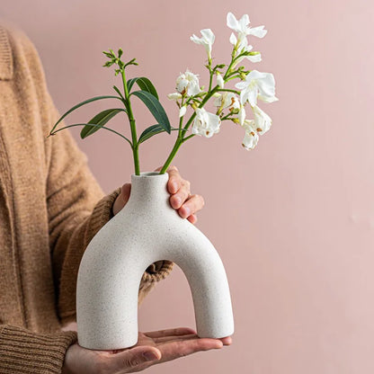 Ceramic vase for home decor, table top ceramic vase abstract 