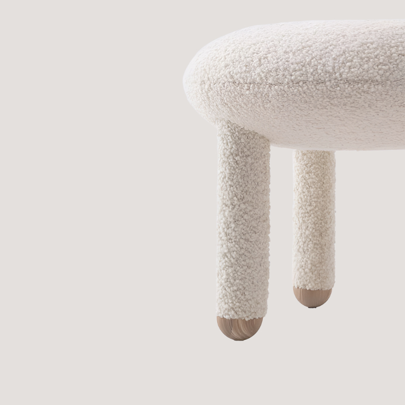 modern lambswool boucle dining chair with cold cap legs