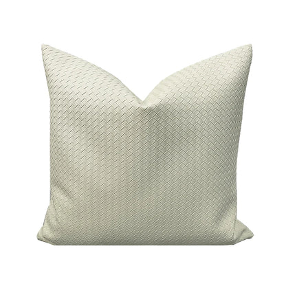 modern leather woven throw pillow cover silver 