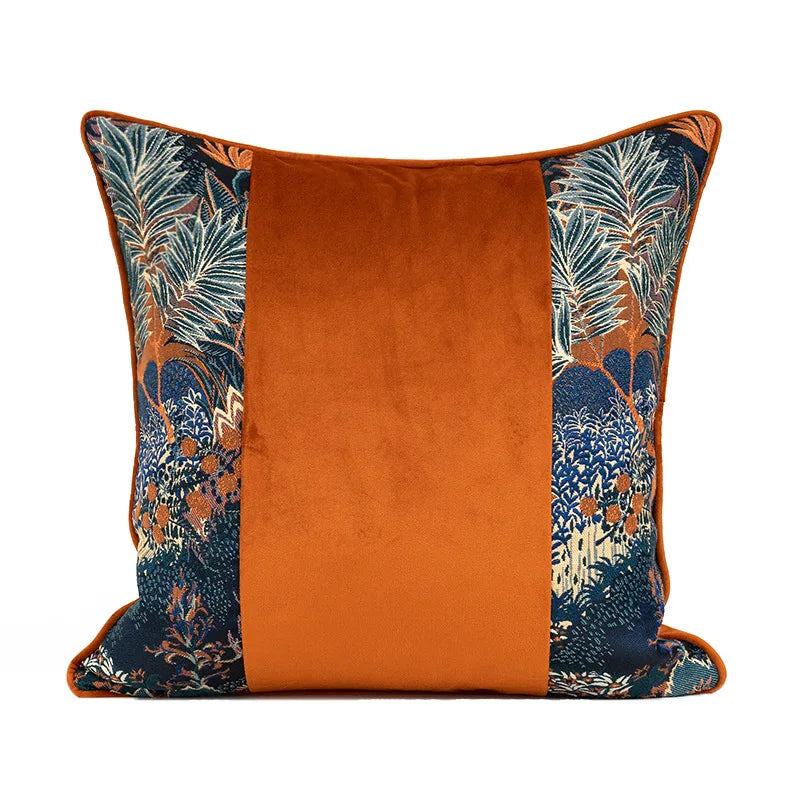 Mireille Fine Art, Throw pillow cover floral  orange embroidered case 