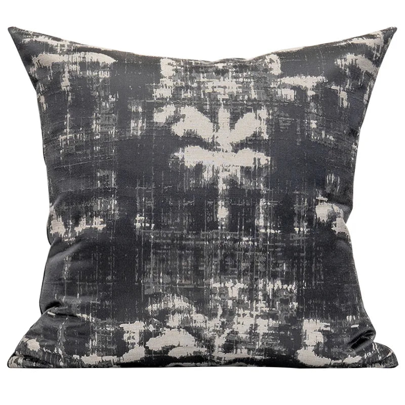 Mireille Fine Art, Throw pillow cover black abstract embroidered case 