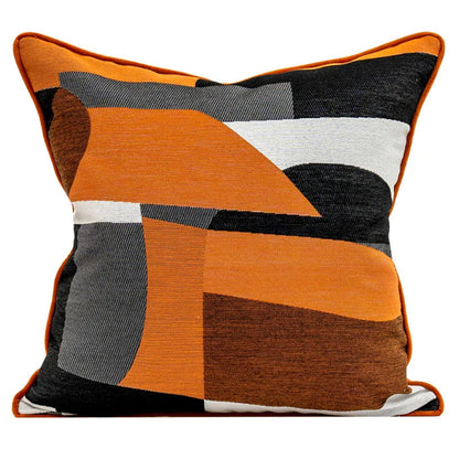 Mireille Fine Art, Throw pillow cover orange abstract embroidered case 