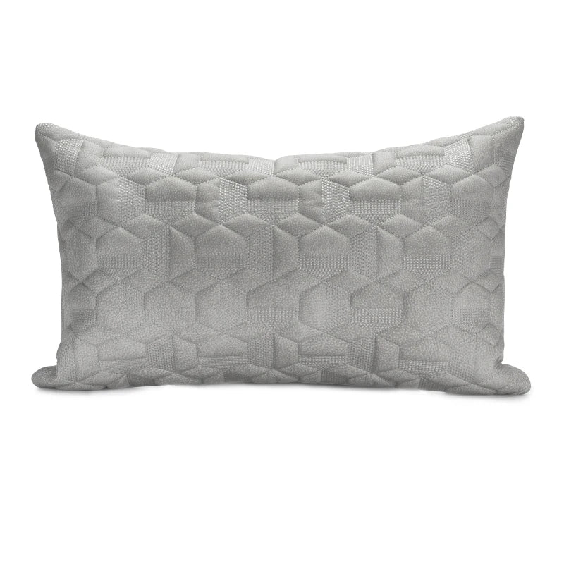 Mireille Fine Art, silver tufted cotton lumbar throw pillow cover