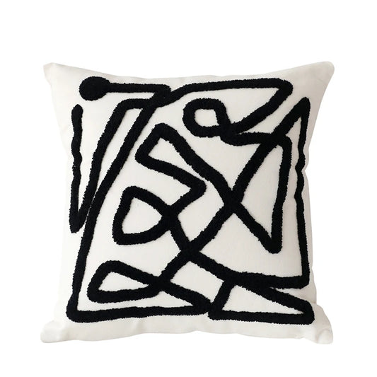 Embroidered throw pillow cover, abstract throw pillow case with modern embroidery