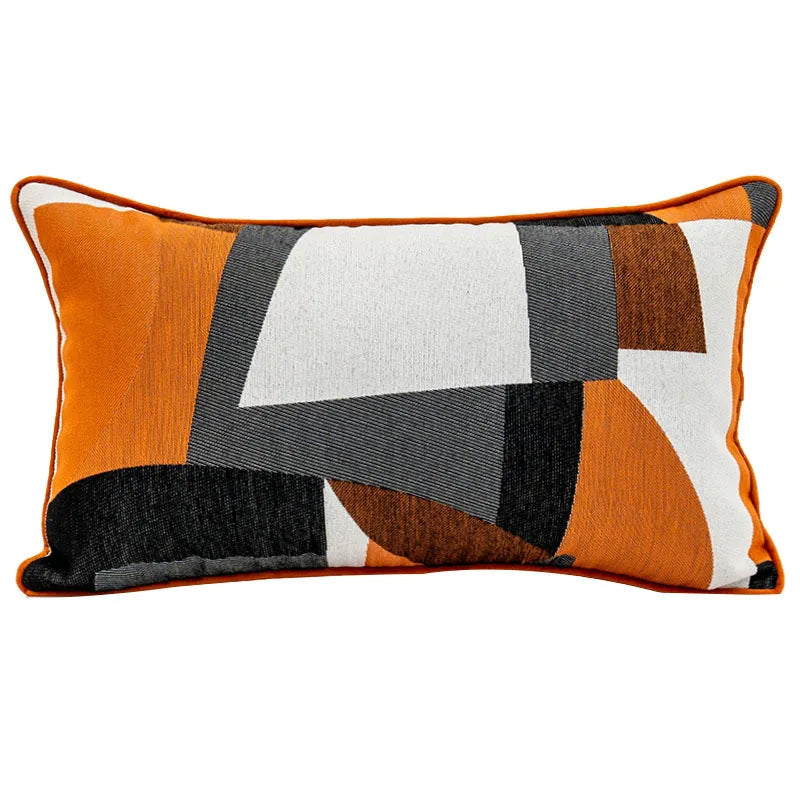 Mireille Fine Art, Throw pillow cover orange abstract embroidered lumbar case 