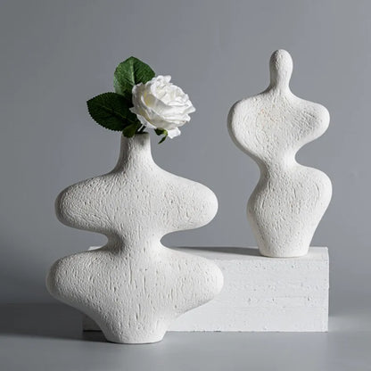 unglazed matte ceramic sculpture, white abstract sculpture for decor, Mireille Fine Art