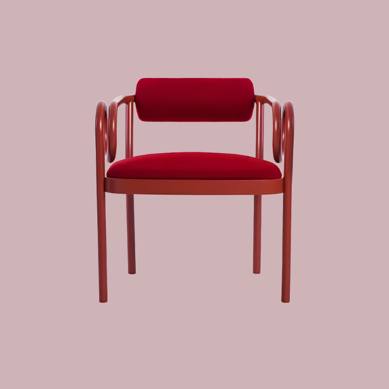 mid-century french modern dining chair red, Mireille Fine Art 