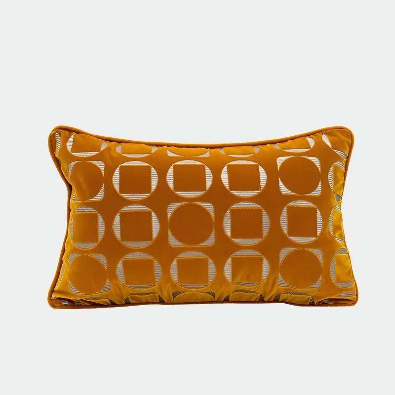 Mireille Fine Art, velvet geometric brown lumbar throw pillow cover 