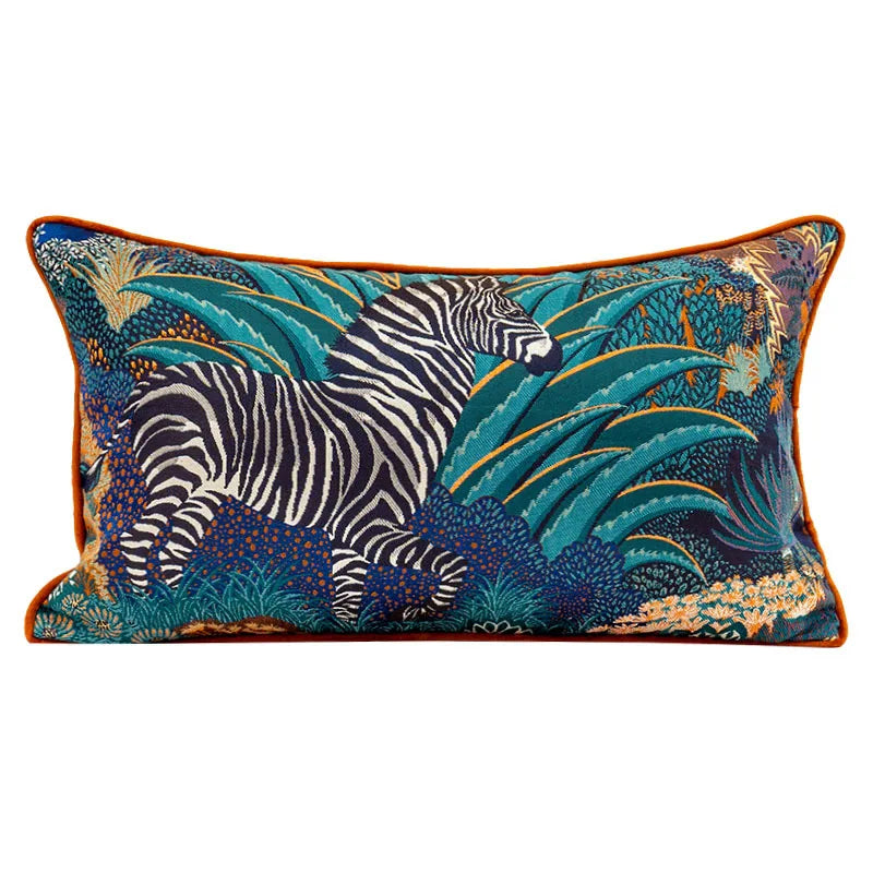 Mireille Fine Art, Throw pillow cover zebra embroidered lumbar case 