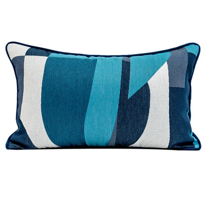 Mireille Fine Art, Throw pillow cover blue abstract embroidered lumbar case 