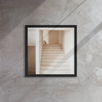 Mireille Fine Art, minimal staircase artwork on floater framed canvas print  