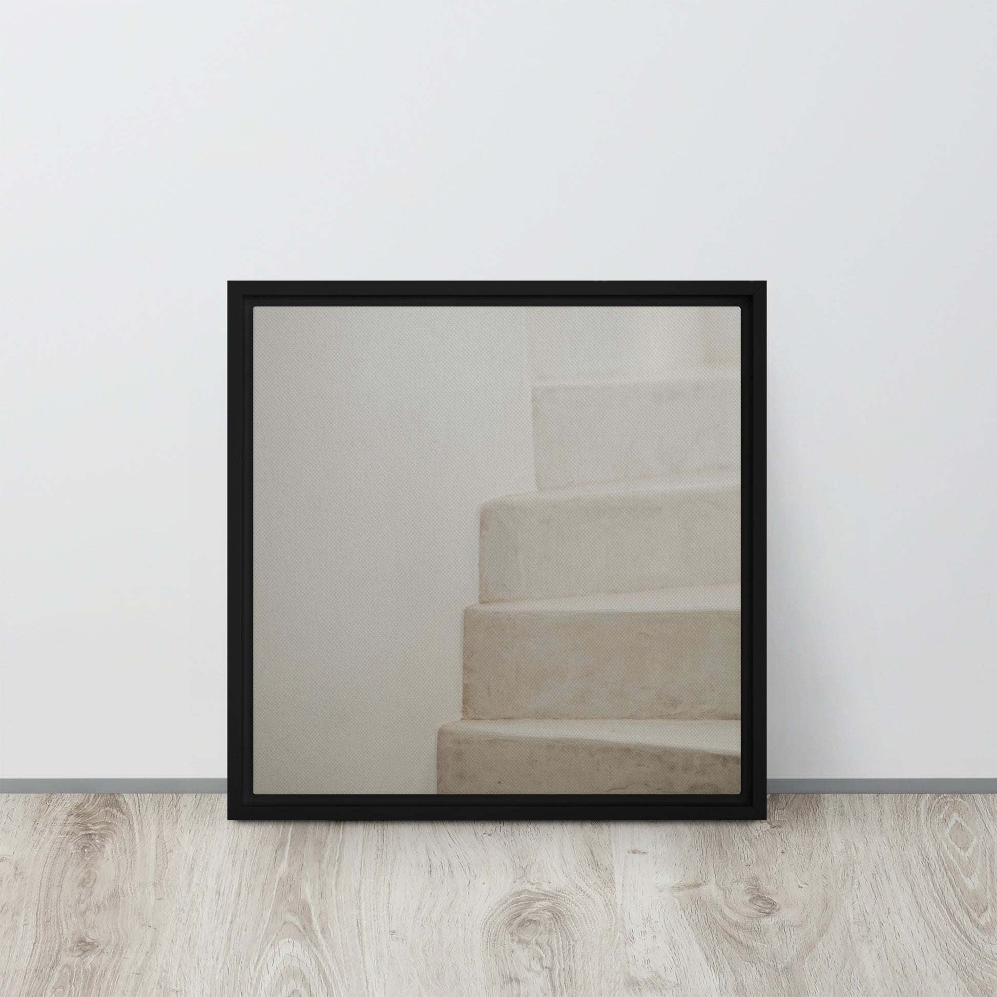 Mireille Fine Art, stair artwork canvas print, black floater frame 