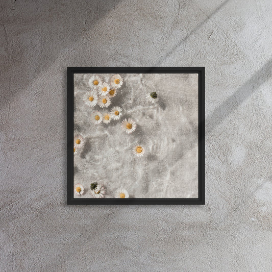 Mireille Fine Art, daisy flowers in water artwork on floater framed canvas prints   