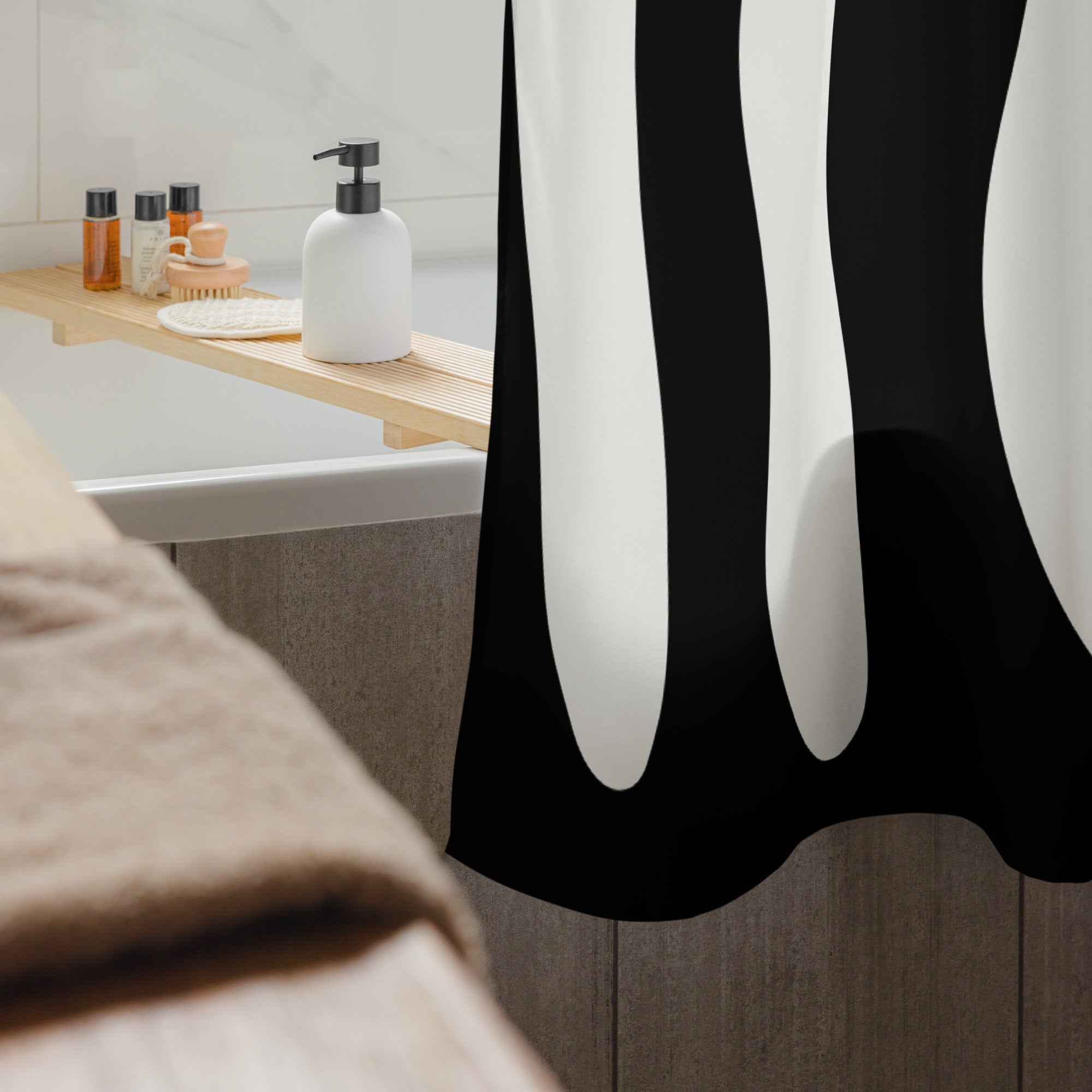 Modern Fluid Abstract Black Shower Curtain - Mirfia