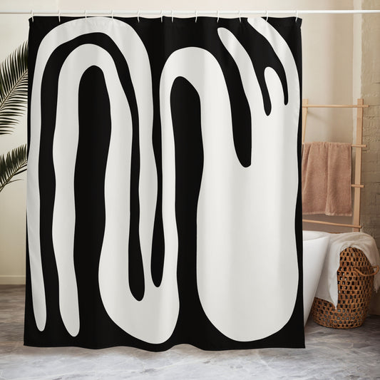 Modern Fluid Abstract Black Shower Curtain - Mirfia