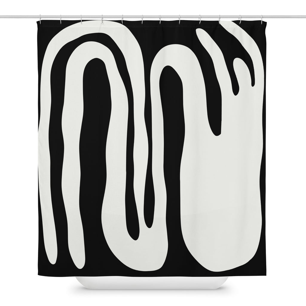 Modern Fluid Abstract Black Shower Curtain - Mirfia