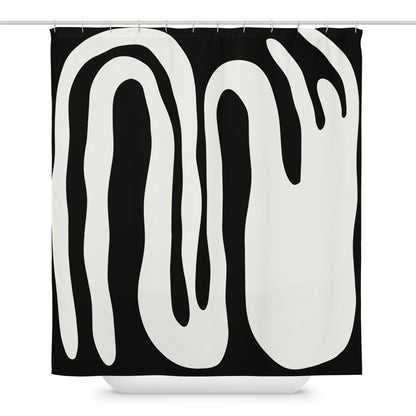 Modern Fluid Abstract Black Shower Curtain - Mirfia
