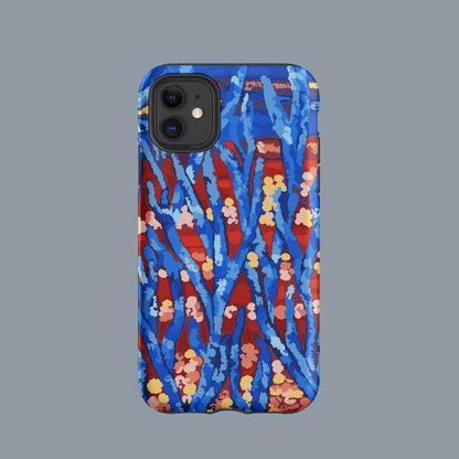Modern blue floral iPhone case